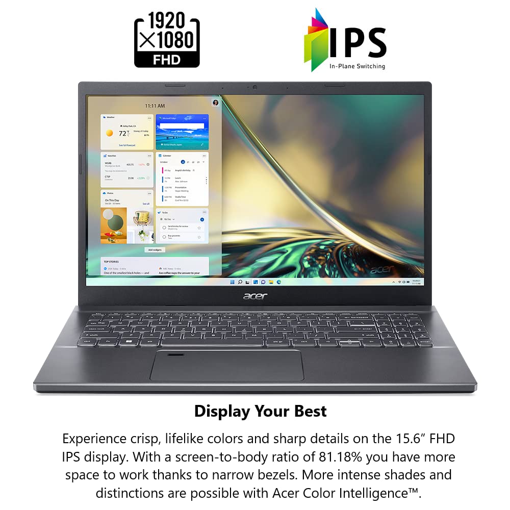 Acer Aspire 5 A515-57G-58R7 Slim Laptop | 15.6" Full HD IPS | Intel Core i5-1240P | NVIDIA GeForce RTX 2050 | 8GB DDR4 | 512GB SSD | Wi-Fi 6 | Thunderbolt 4 | Fingerprint Reader | Backlit KB | Win 11