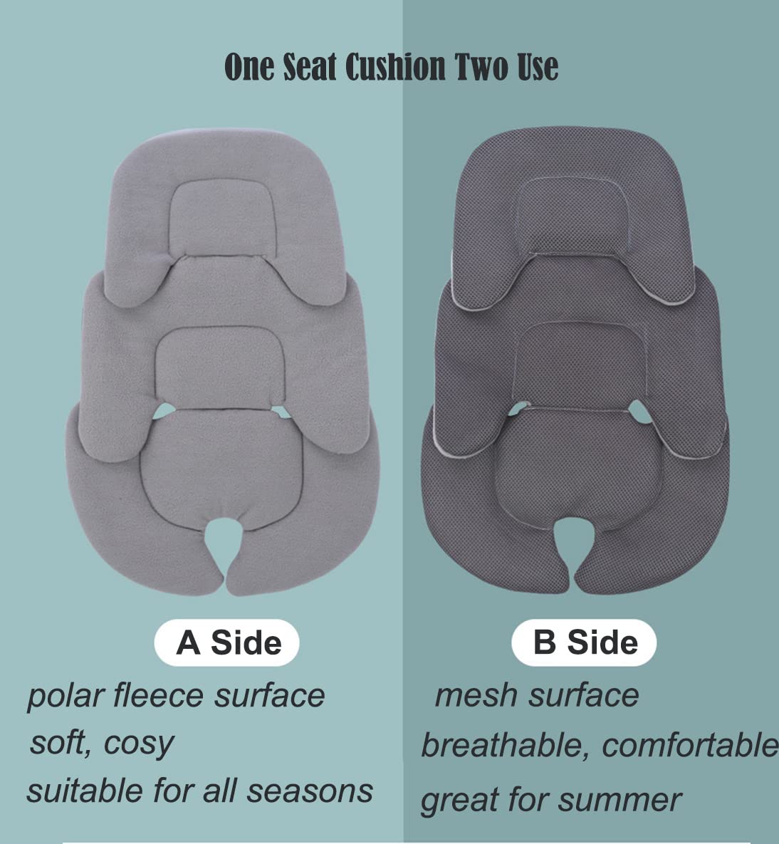 Pram Liner Universal Seat Liner Seat Cushion for Pushchair Stroller Baby Highchair Car Seat Insert Pad Soft Cosy Infant Newborn Reversible for Buggy Bassinet