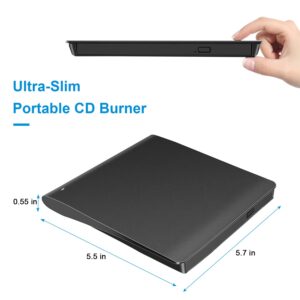 hyripe External CD/DVD Drive for Laptop, Ultra Slim USB 3.0 Type-C DVD Player Portable CD +/-RW Disk Drive CD ROM Burner Reader Compatible with Laptop Desktop PC Windows MacBook Mac Linux Mac OS