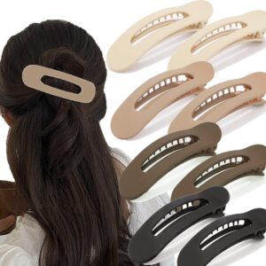 large alligator duck-billed hair clips, ahoney 8 pack thick flat slide matte hair barrettes and styling accessories for women (neutral)