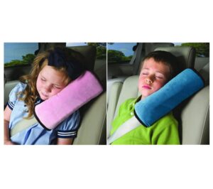 fannuoncc 2 pcs auto pillow car safety belt protect, shoulder pad, adjust vehicle seat belt cushion for kids （blue/pink）