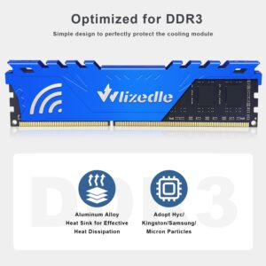 DDR3 RAM 16GB Kit (2x8GB) 1600MHz CL11 DIMM Wlizedle Desktop Memory PC3-12800 240-Pin 1.5V 2Rx8 Dual Rank Channel Non-ECC Unbuffered PC Computer Sdram Sticks Module Upgrade, Blue