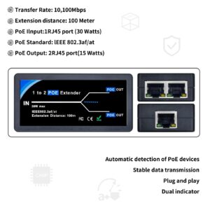 OIIXXV 1 Port POE Extender 10,100Mbps 100m(328 ft) POE Repeater IEEE 802.3af Standard for AP, IP Camera Over Cat5 or UTP Cables, 88mm*44mm*22mm (POE5503)