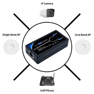 OIIXXV 1 Port POE Extender 10,100Mbps 100m(328 ft) POE Repeater IEEE 802.3af Standard for AP, IP Camera Over Cat5 or UTP Cables, 88mm*44mm*22mm (POE5503)