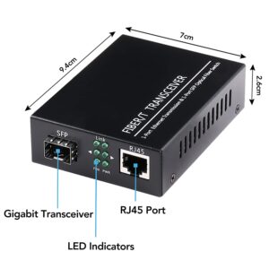 A Pair of Fiber Transceiver, 1.25G/s Bidi Gigabit Multi-Mode SFP Ethernet Media Converter with 2PCS LC Dual Module Included, 10/100/1000Base-Tx to 1000Base-SX SMF RJ45 to SFP Slot up to 550M