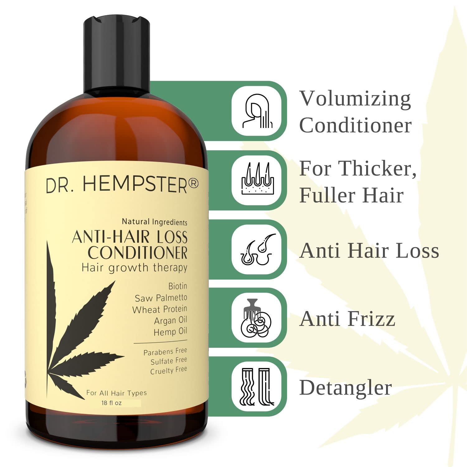 Women's and Men's Hair Growth Conditioner - Biotin and Hemp Anti Hair Loss Treatment for Thinning Hair - Natural and Organic Thickening and Volumizing Ingredients - No Parabens or Sulphates