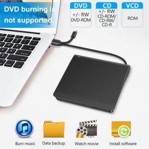 hyripe External CD/DVD Drive for Laptop, Ultra Slim USB 3.0 Type-C DVD Player Portable CD +/-RW Disk Drive CD ROM Burner Reader Compatible with Laptop Desktop PC Windows MacBook Mac Linux Mac OS