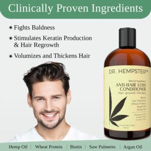 Women's and Men's Hair Growth Conditioner - Biotin and Hemp Anti Hair Loss Treatment for Thinning Hair - Natural and Organic Thickening and Volumizing Ingredients - No Parabens or Sulphates