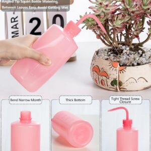 Melphoe Tattoo Wash Bottle Squeeze 3Pcs 500ml Squirt Bottle Succulent Watering Can, Safety Rinse Bottle, Plastic Squeeze Medical Lab Washing Bottle, Tattoo Supplies, Lash Water Bottle Squeezer, Pink