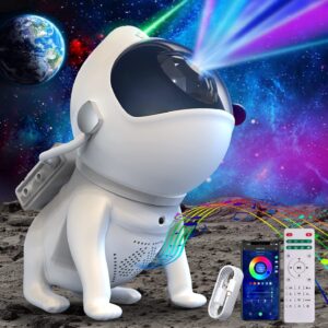 【new version】 star projector-galaxy projector light, 6 in1 space dog projector with 21 color modes, bluetooth speaker, white noise & dual contral, perfect night light projector gift for kids adults