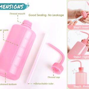 Melphoe Tattoo Wash Bottle Squeeze 3Pcs 500ml Squirt Bottle Succulent Watering Can, Safety Rinse Bottle, Plastic Squeeze Medical Lab Washing Bottle, Tattoo Supplies, Lash Water Bottle Squeezer, Pink