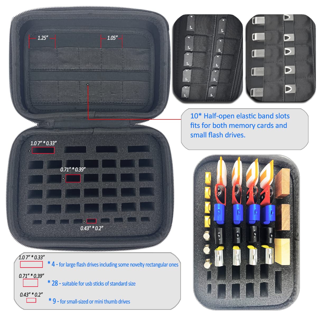 USB Flash Drive Case of 51 Slots and USB Drive Case of 10 Slots Bundle