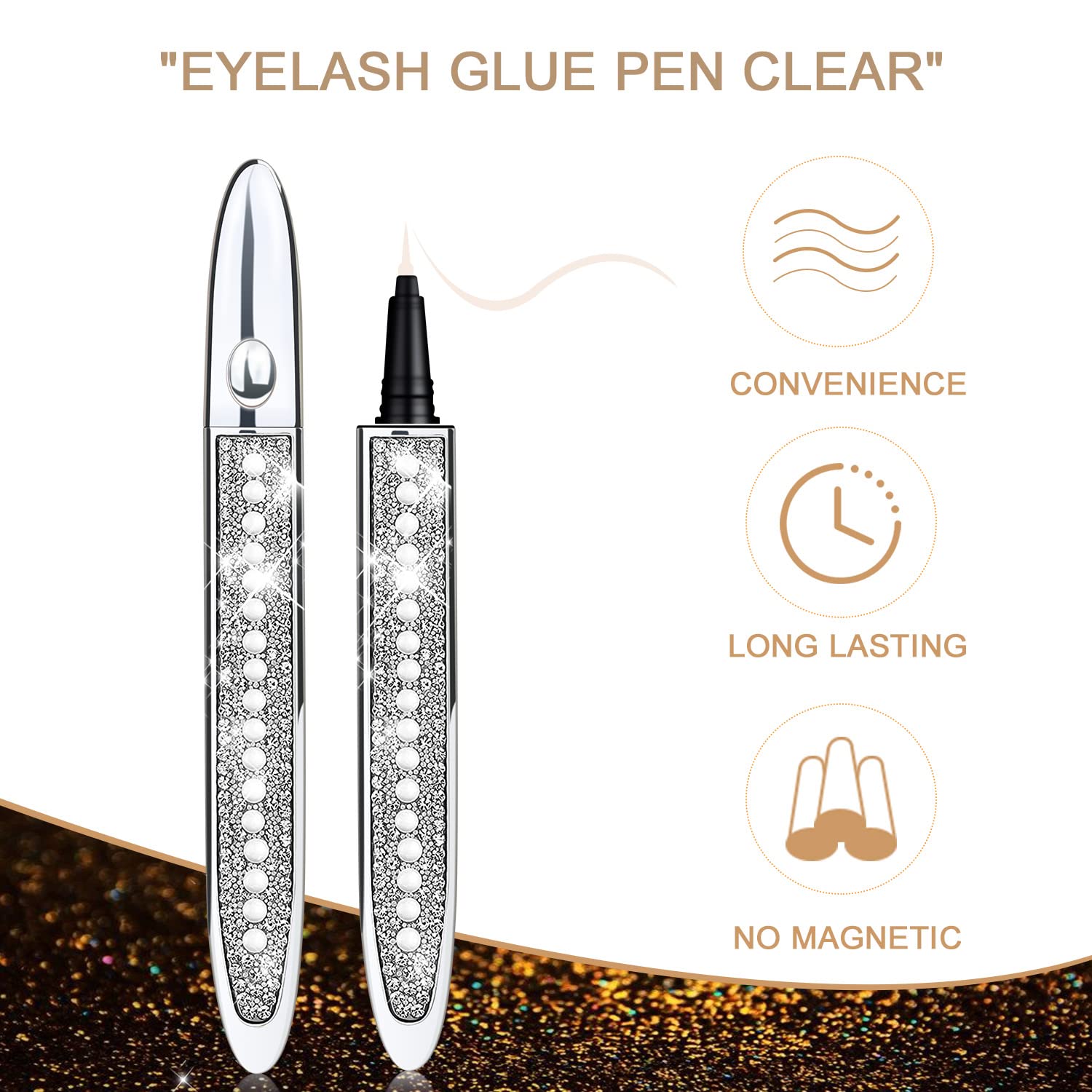 ICORIC Liquid Eyeliner Pen Waterproof, Magic Self-adhesive Long-Lasting Eyelash Glue Pen, Non Magnetic, No Blooming Quick Drying Magnetic Eye Liner (Clear 1Pcs)