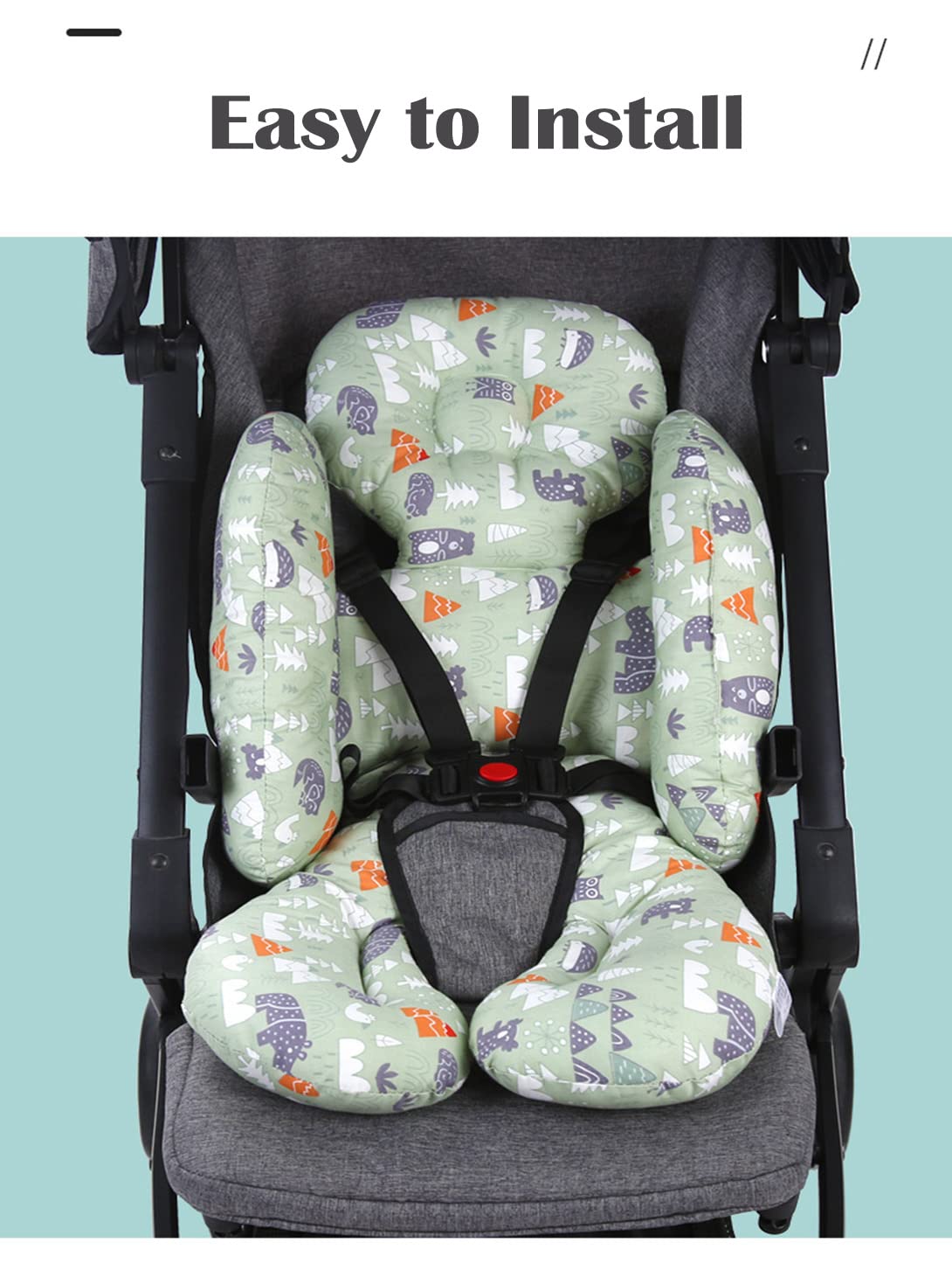 TOPOQ Baby Stroller Insert Stroller Head and Body Support Cushion Car Seat Insert Universal Pram Seat Cushion Stroller Liner Pushchair Seat Cushion Pad for Baby High Chair Buggy Bassinet