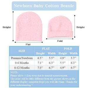 Zsedrut Spring Infant Hospital Beanie Newborn Baby Girls Cotton Turban Hat Tolddler Boy Soft Double-Layer Hat(Preemie/Newborn,White+Pink+Gray+Beige)