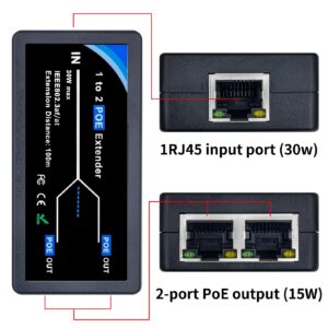 OIIXXV 1 Port POE Extender 10,100Mbps 100m(328 ft) POE Repeater IEEE 802.3af Standard for AP, IP Camera Over Cat5 or UTP Cables, 88mm*44mm*22mm (POE5503)