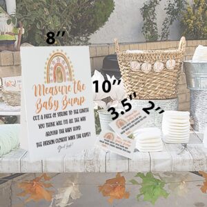 How Big is Mommys Belly Game, Measure Mommy's Belly Sign(Sign 8x10 Inch), Boho Rainbow Theme Baby Shower Games, Baby Showers Decorations, 1 Standing Sign + 50 Guessing Cards(bump58)