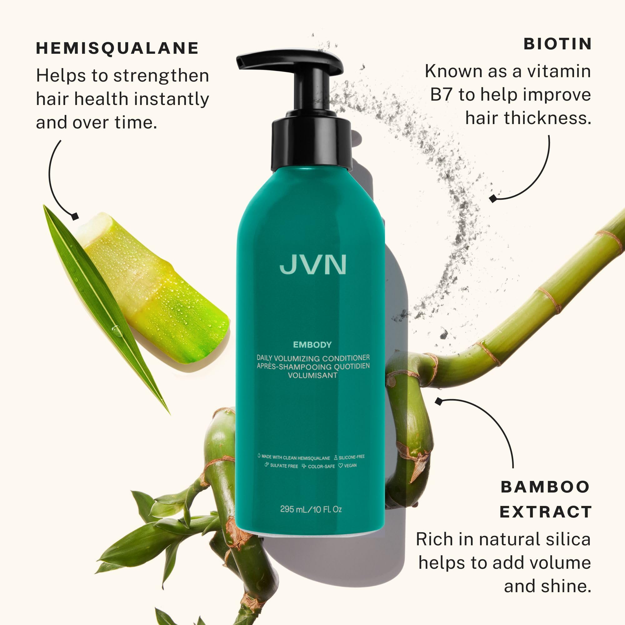 JVN Embody Volumizing Shampoo & Conditioner Bundle, Clean, Embody Collection, All Hair Types, Adds Fullness and Restores Shine, Sulfate Free (10 Fl Oz)