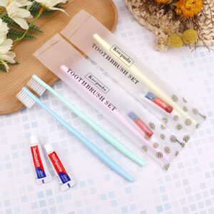 disposable toothbrush, delicate toothbrush bulk, toothbrush in bulk, 4 colors, individually packaged, bulk toothbrush and toothpaste sets are suitable use at hotel, home, travel, camping (40 pieces)