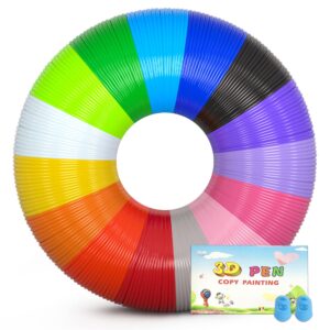 yeetin 3d pen filament refills 15 colors, 16 ft per color total 240 ft, 1.75 mm pla compatible with scrib3d mynt3d 3d pen comes with 2 finger caps & 3d pen template book [3d pen not include]