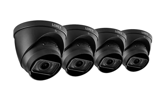 Lorex LNE9282BW-4PK 4K (8MP) Black Nocturnal Motorized Varifocal Smart IP Dome Security Camera, with Listen in Audio (4-Pack). Compatible with N881B, N882B and NR900X NVRs