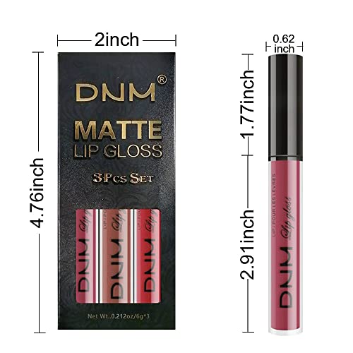 AMY'S DIARY 3Pcs Nude Red Matte Liquid Lipstick Sets, Lip Stain Long Lasting 24 Waterproof Lip Gloss Gift Set Matt Lipsticks Set Matt Liquid Makeup Lipstick for Women Lippies (Set10)