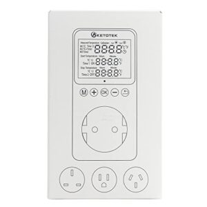 KETOTEK Digital Temperature Controller Outlet Day Night Thermostat Plug Socket Heating Cooling Temp Controller with Sensor Timer Regulator for Reptile Greenhouse Brewing Refrigerator