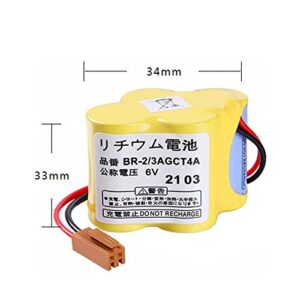 Meewellvetry (3-Pack) BR-2/3AGCT4A /A98L-0031-0025 6V 4400mAh Replacement Battery Replace for FANUC CNC System with Brown Plug Non-Rechargeable