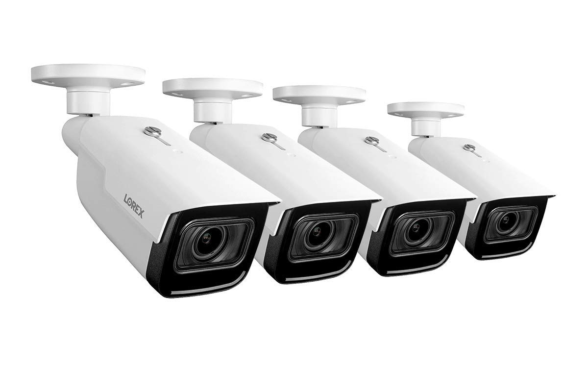 Lorex LNB9292BW-4PK 4K (8MP) White Nocturnal Motorized Varifocal Smart IP Bullet Security Camera (4-Pack). Compatible with N881B, N882B and NR900X NVRs