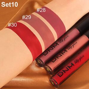 AMY'S DIARY 3Pcs Nude Red Matte Liquid Lipstick Sets, Lip Stain Long Lasting 24 Waterproof Lip Gloss Gift Set Matt Lipsticks Set Matt Liquid Makeup Lipstick for Women Lippies (Set10)