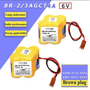 Meewellvetry (3-Pack) BR-2/3AGCT4A /A98L-0031-0025 6V 4400mAh Replacement Battery Replace for FANUC CNC System with Brown Plug Non-Rechargeable