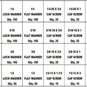 1,250 Piece Grade 5 Coarse Thread Nut Bolt Hex Bolt Hex Head Cap Screw & Washer Assortment with Metal Drawer