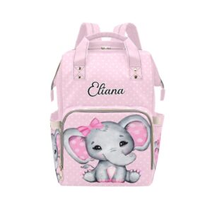 liveweike girl elephant dot personalized diaper bag backpack custom name daypack large mommy bag for teen girl boy student