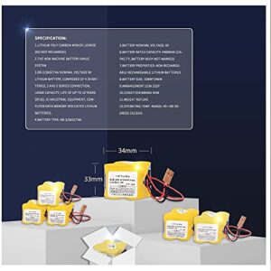 Meewellvetry (3-Pack) BR-2/3AGCT4A /A98L-0031-0025 6V 4400mAh Replacement Battery Replace for FANUC CNC System with Brown Plug Non-Rechargeable