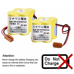 Meewellvetry (3-Pack) BR-2/3AGCT4A /A98L-0031-0025 6V 4400mAh Replacement Battery Replace for FANUC CNC System with Brown Plug Non-Rechargeable