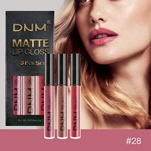 AMY'S DIARY 3Pcs Nude Red Matte Liquid Lipstick Sets, Lip Stain Long Lasting 24 Waterproof Lip Gloss Gift Set Matt Lipsticks Set Matt Liquid Makeup Lipstick for Women Lippies (Set10)