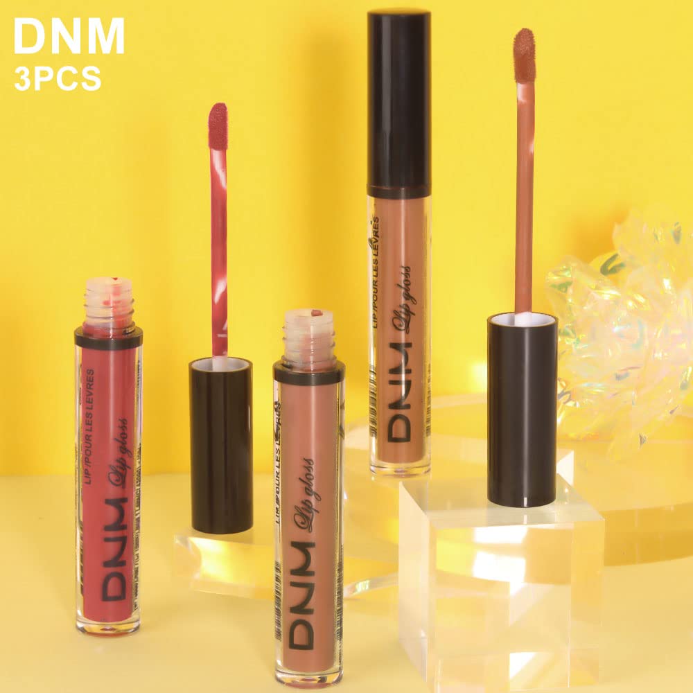 3Pcs Nude Brown Pink Dark Maroon Matte Liquid Lipstick Makeup Sets for Dark Skin Black Women DNM Permanent Lip Stain Set Long Lasting Lipstick 24 Hours Waterproof labiales mate 24 horas originales 09