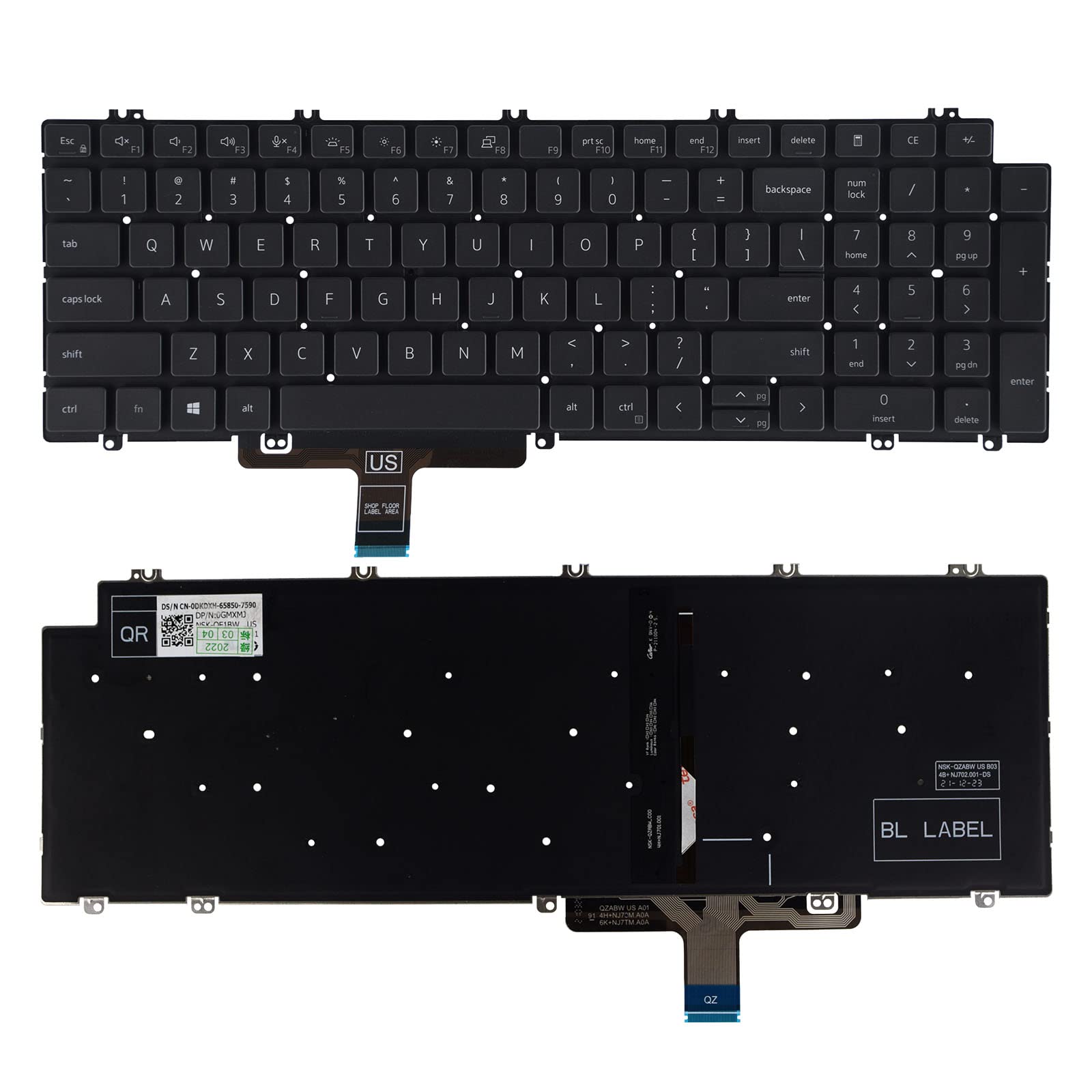 SUNMALL Replacement Keyboard Compatible with Dell Latitude 5520 5521 Precision 3560 3561 with Backlit