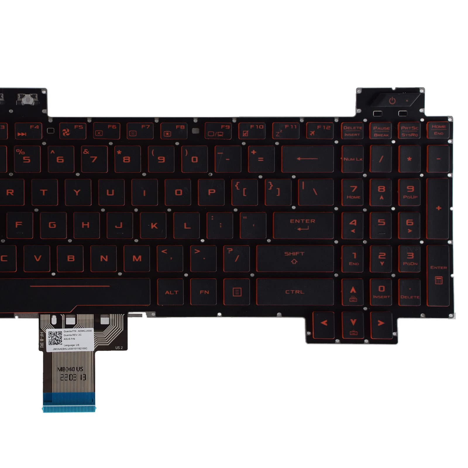 SUNMALL Replacement Keyboard Compatible with Asus TUF Gaming FX505DD FX505DV FX505DU FX505DY FX505GD FX505GE FX505GM FX505GT TUF705DD TUF705DT TUF705DU FX86 Series with Red Backlight