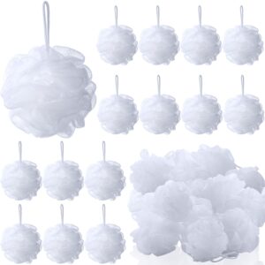 50 pack loofah sponge bath sponge shower loofah mesh shower ball bath pouf wash body puff for women men, 30 g (white)