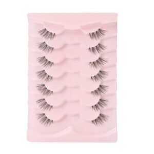 Onlyall Half Eyelashes Corner Lashes Natural Lashes Half Lashes Wispy End Lashes Corner Eyelashes 3/4 Lashes Clear Band Lashes 7 Pairs C03 (6MM-15MM)