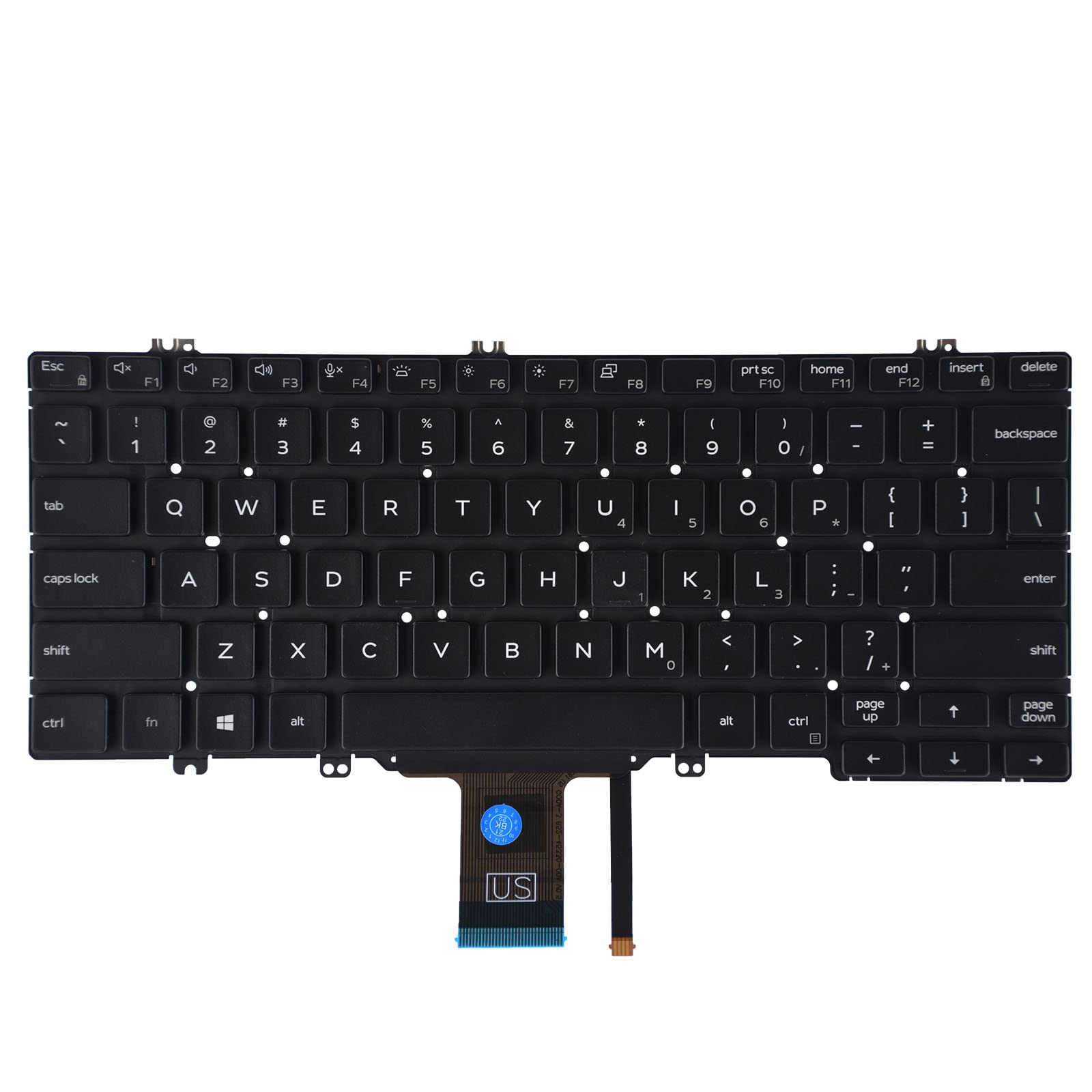 SUNMALL Replacement Keyboard Compatible with Dell Latitude E7300 E5300 5300 7300 with Backlit No Frame