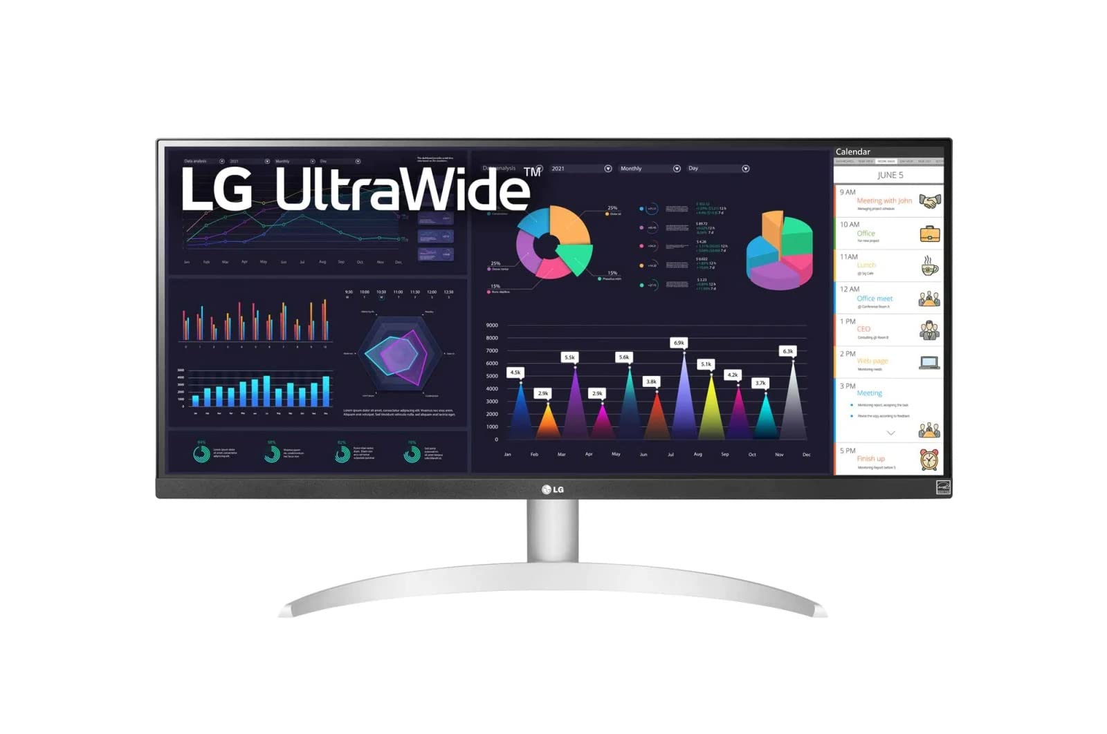 LG UltraWide FHD 29-Inch Computer Monitor 29WQ600-W, IPS with HDR 10 Compatibility, AMD FreeSync, and USB Type-C, White/Silver