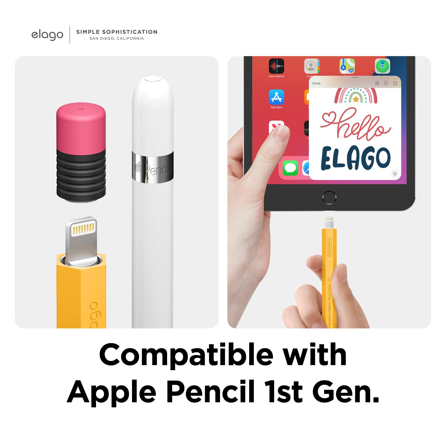 elago Classic Pencil Case Compatible with Apple Pencil 1st Generation, Classic Design, Durable Silicone (Yellow)