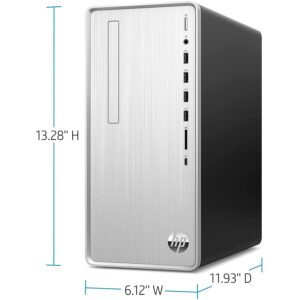 HP 2022 Newest Pavilion Desktop, AMD Ryzen 5 5600G, AMD Radeon Graphics, 16GB RAM, 512GB PCIe SSD + 1TB HDD, Wi-Fi, Bluetooth, USB Type-C, HDMI, VGA, Windows 11 Home, Silver