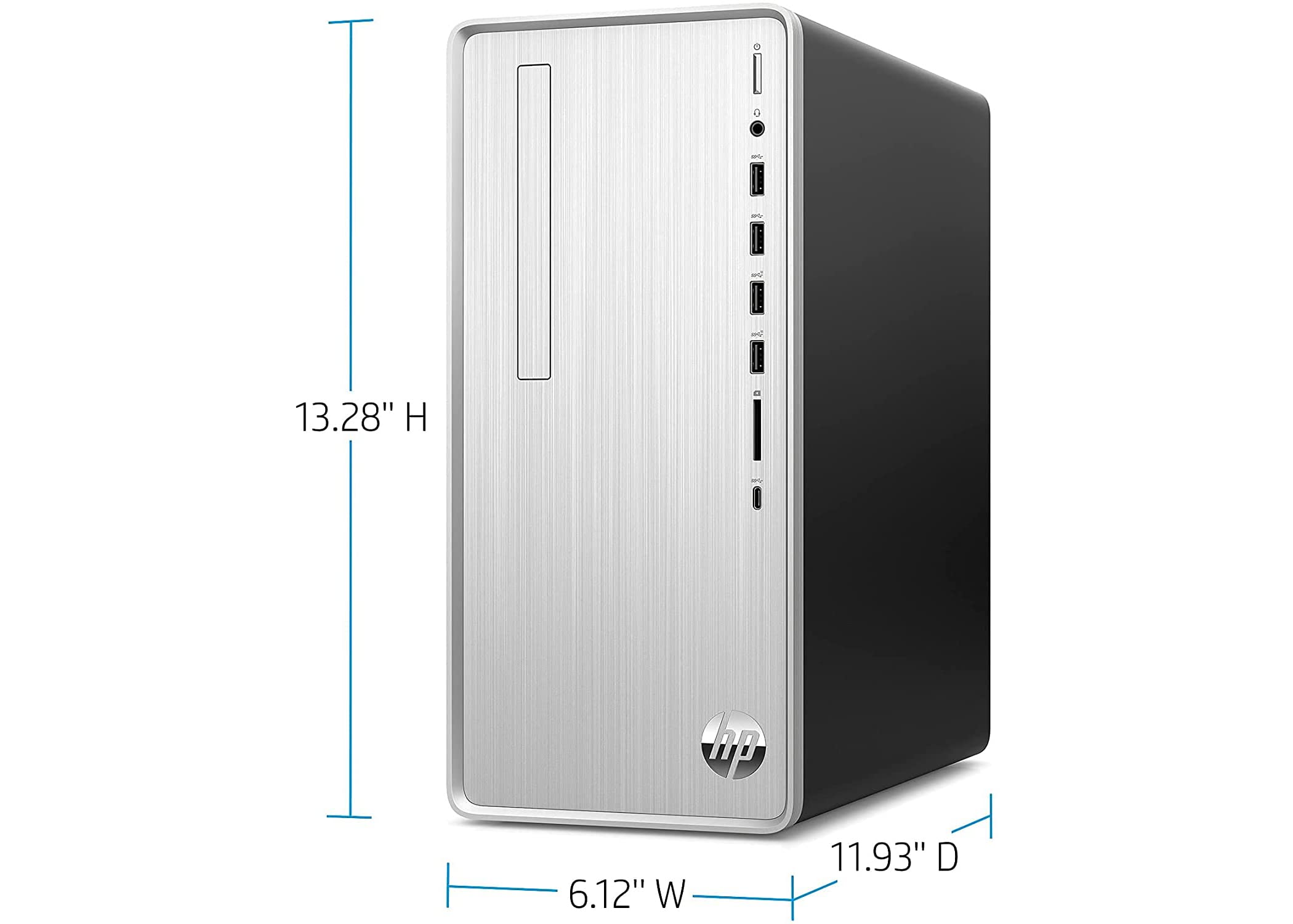 HP 2022 Newest Pavilion Desktop, AMD Ryzen 5 5600G, AMD Radeon Graphics, 16GB RAM, 512GB PCIe SSD + 1TB HDD, Wi-Fi, Bluetooth, USB Type-C, HDMI, VGA, Windows 11 Home, Silver