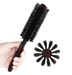 perfehair round boar bristle hair brush-1.8 inch, blow drying & styling soft natural boars wooden hairbrush for women & men's short fine hair, beard