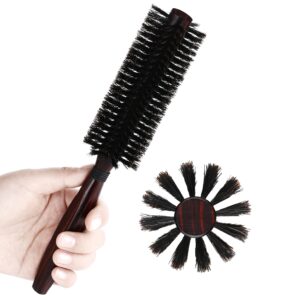 PERFEHAIR Round Boar Bristle Hair Brush-1.8 Inch, Blow Drying & Styling Soft Natural Boars Wooden Hairbrush for Women & Men's Short Fine Hair, Beard