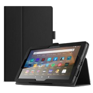 for Amazon All-New Kindle Fire HD 10 & 10 Plus Tablet Smart Cover, Ultra Slim Folio Stand Auto Sleep/Wake Up Leather Case for All New Fire HD10 11th Generation (2021 Release) 10.1 inch (Li-Black)