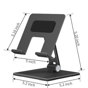 ALASHI Tablet Stand for Desk, Stable Tablet Holder with Heavy and Thickened Metal Base for Large Tablet Device, Multi-Angles Adjustable and Foldable, Universal Supports 4-13.3 Inches Tablet, Black